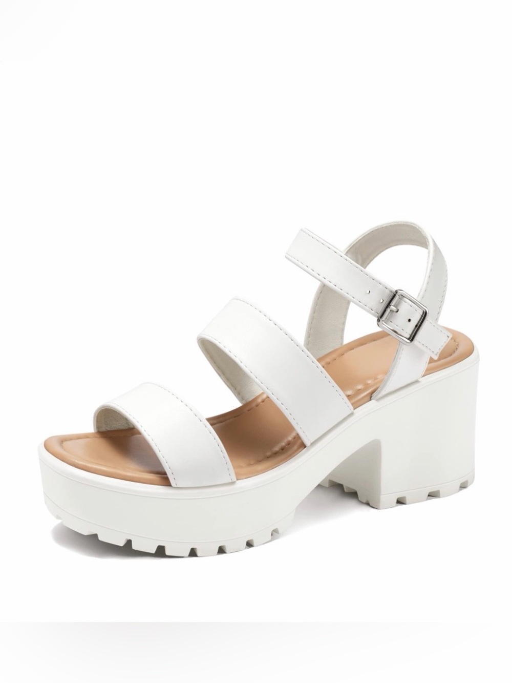Mysoft White Chunky Platform Lug Sole Sandals (Size 9)